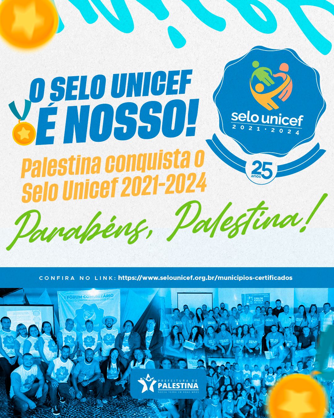 Pela primeira vez na história, Palestina recebe selo UNICEF