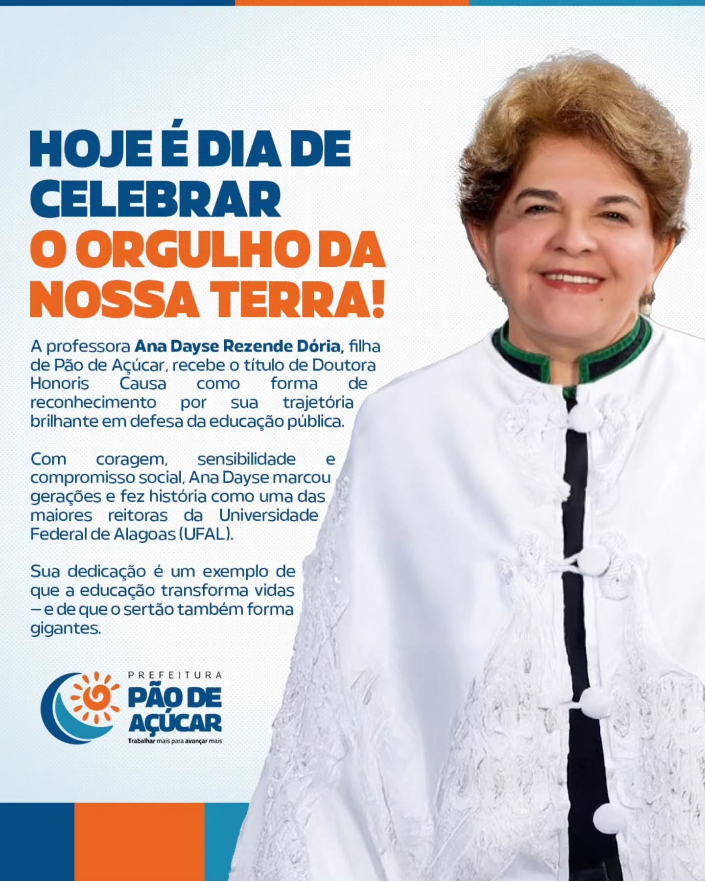 Professora paodeaçucarense Ana Dayse Rezende Dória recebe o título de Doutora Honoris Causa