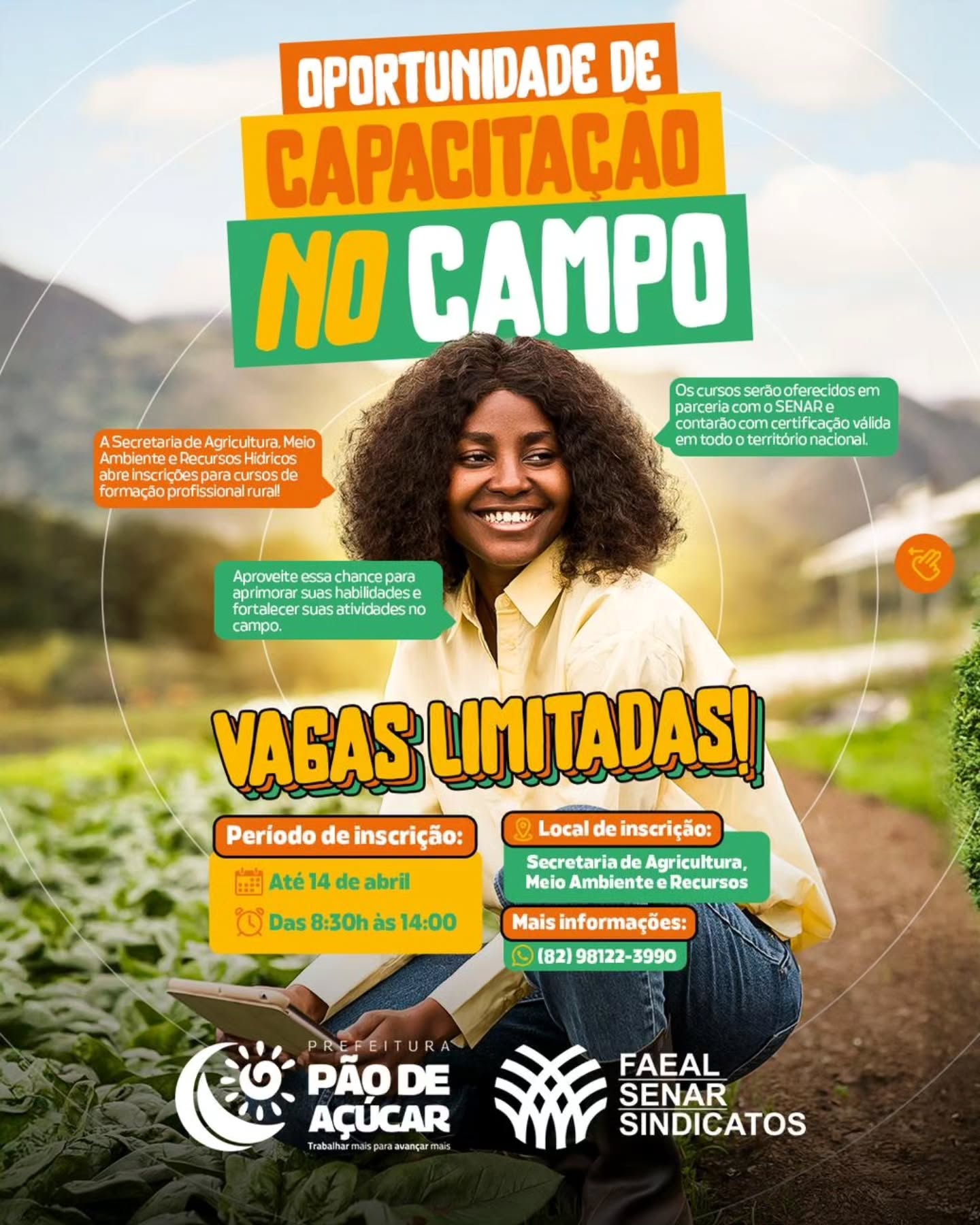 Inscrições abertas para diversos cursos voltados às atividades no campo