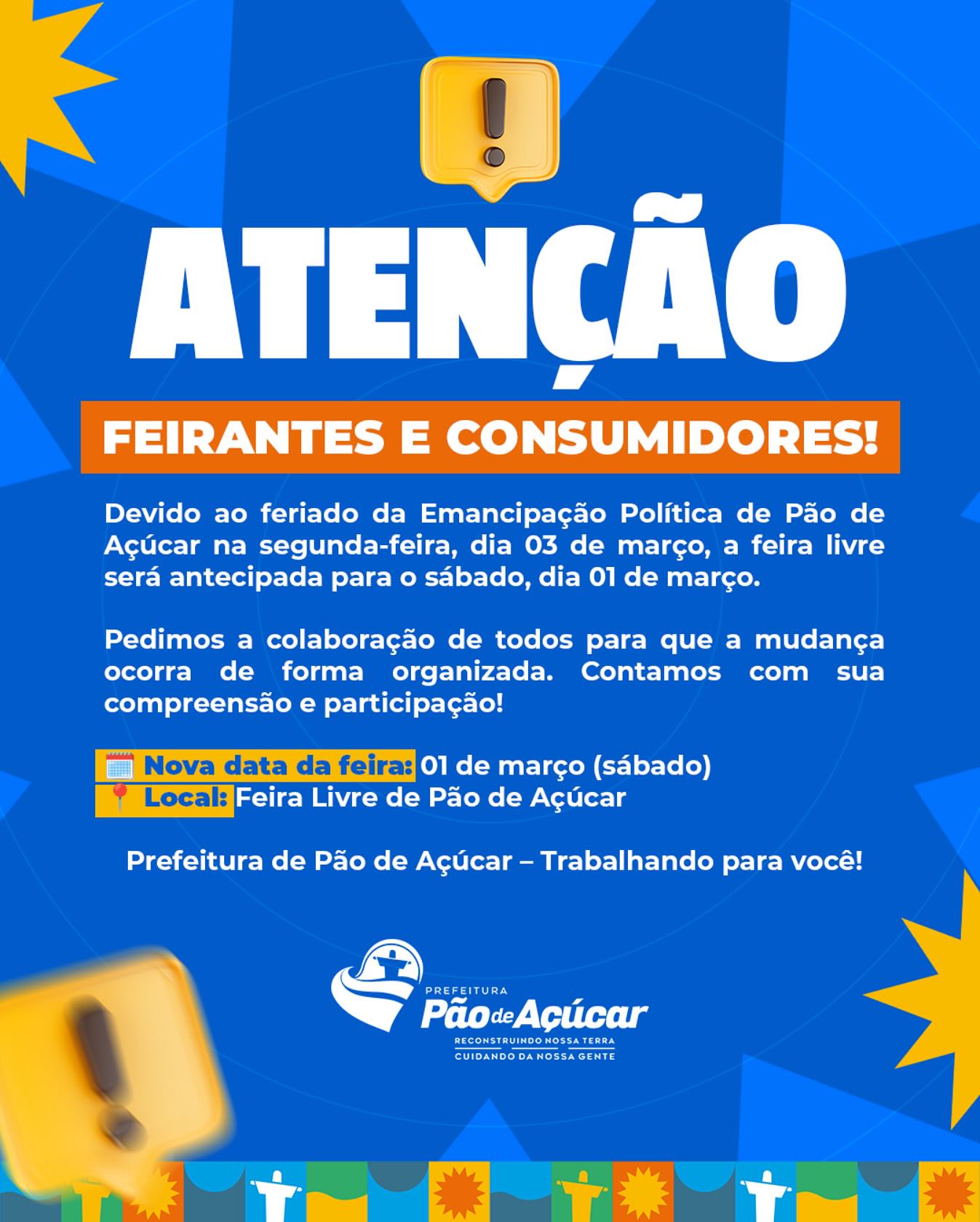 Mudança da Feira Livre na semana da Emancipação Política