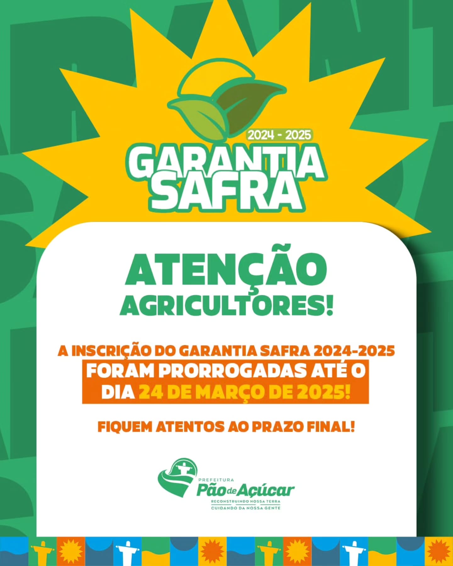Prorrogação das inscrições do Programa Garantia Safra