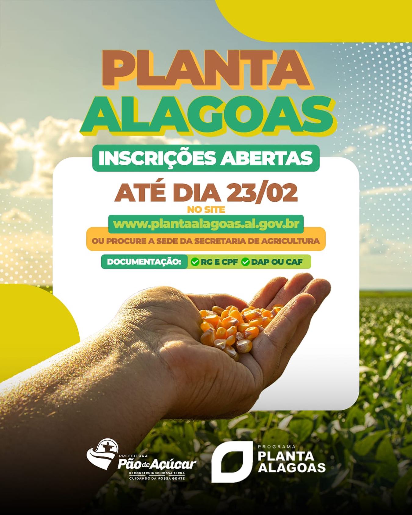 Inscrições para o Programa Planta Alagoas se encerra no próximo dia 23