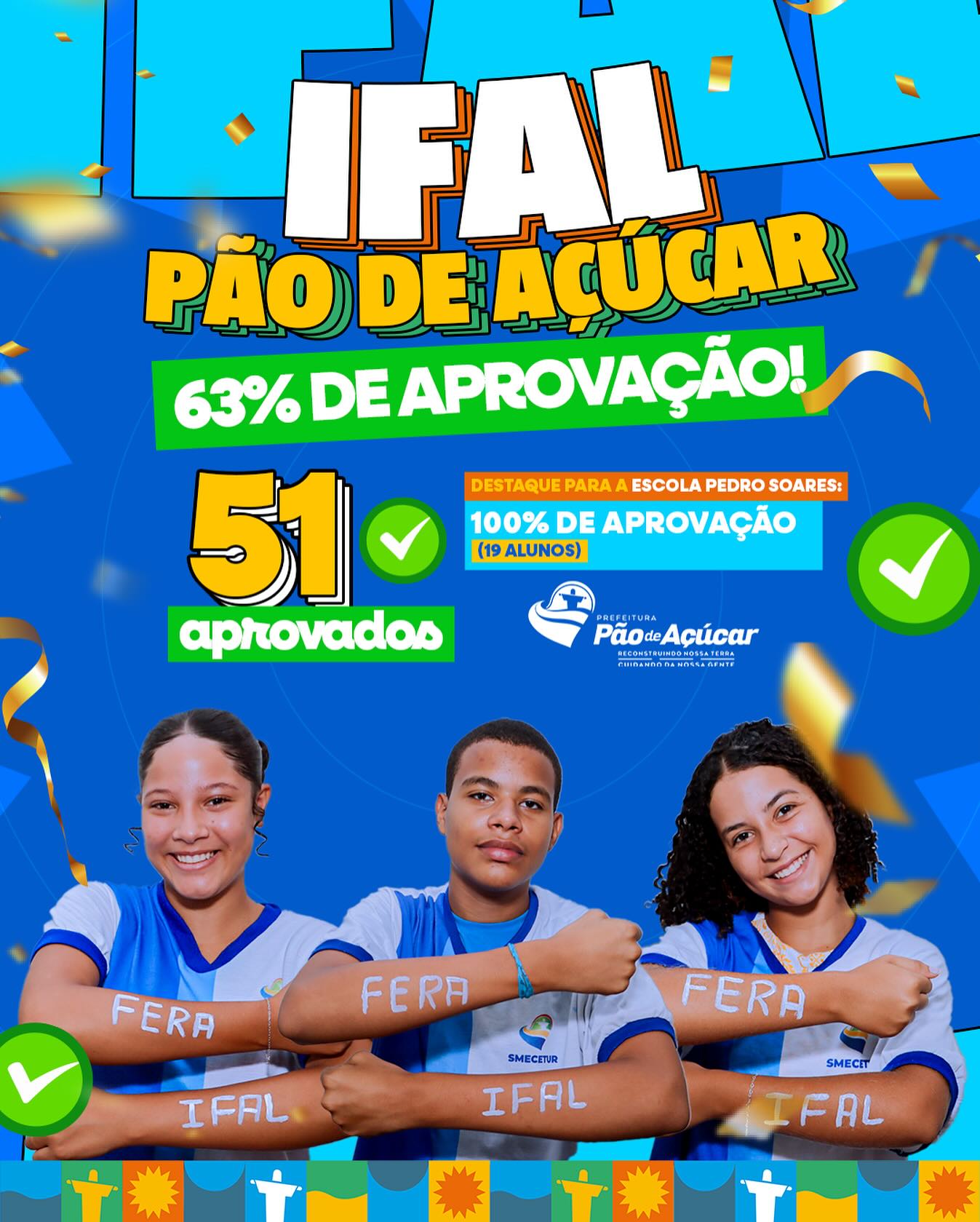 Dezenas de estudantes paodeaçucarenses são aprovados no Ifal