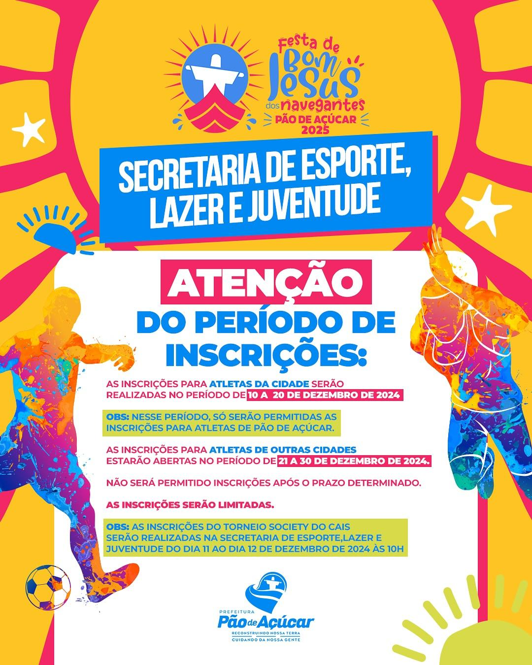 Inscrições abertas para as tradicionais competições esportivas da Festa de Bom Jesus dos Navegantes 2025