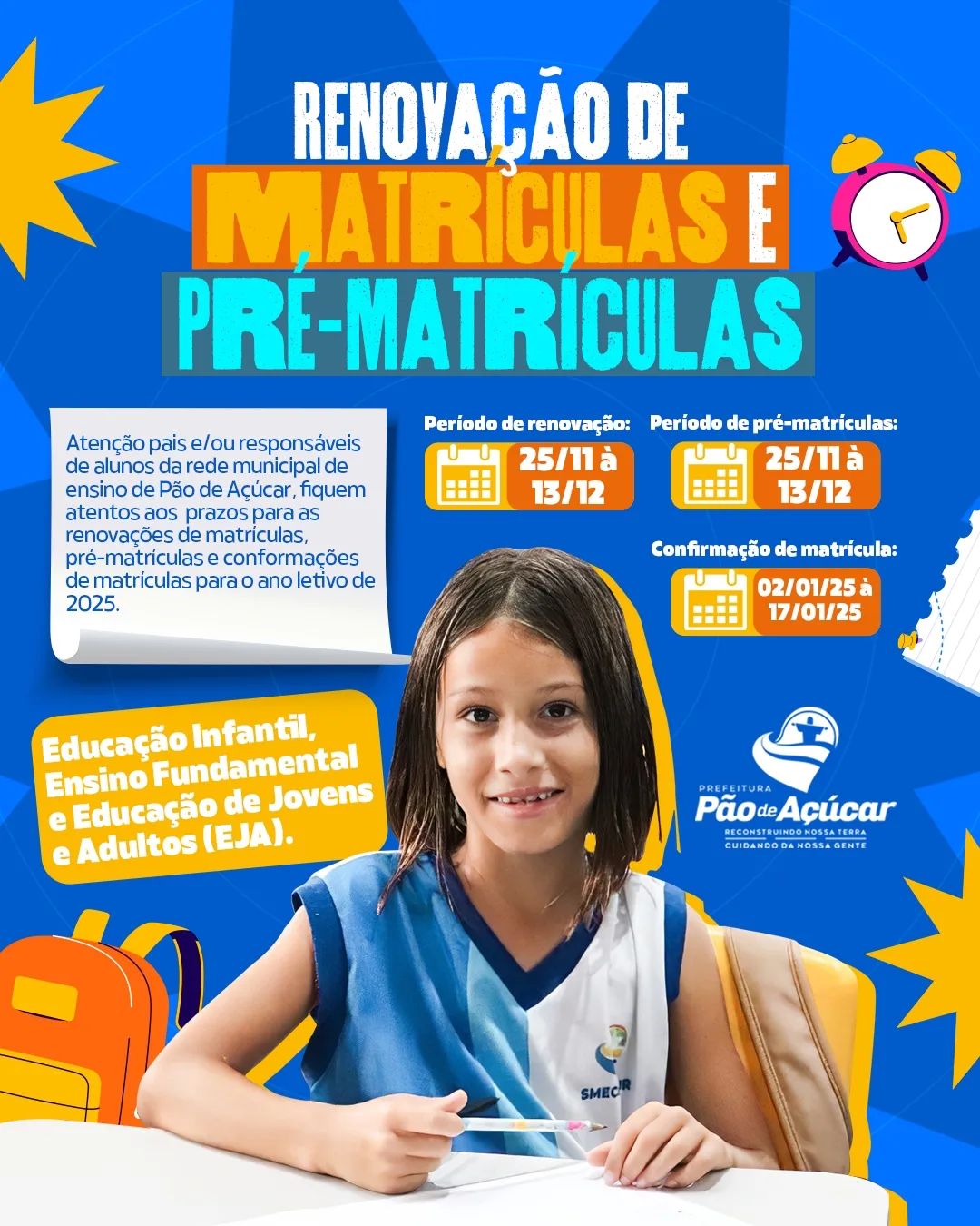 Cronograma para a Renovação de Matrículas e Pré-matrículas ano letivo de 2025