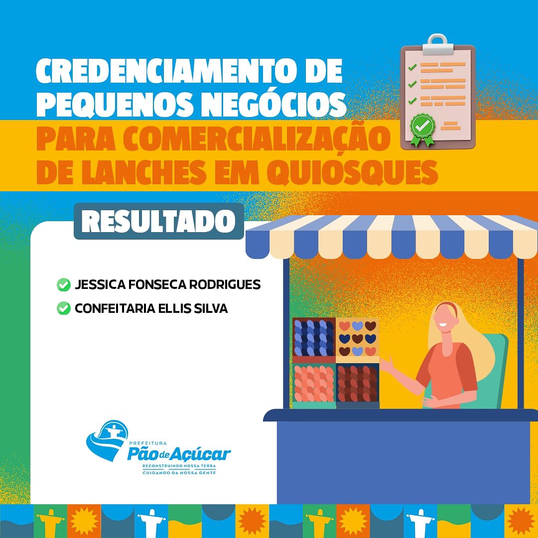 Resultado do processo para escolha de microempreendedores selecionados para operação de quiosques