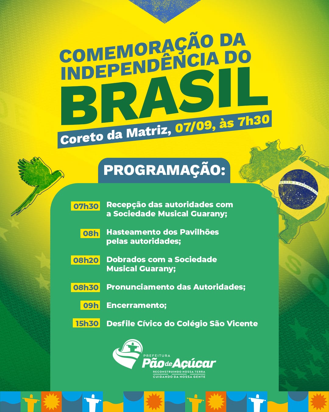 Programação para as comemorações de 7 de Setembro