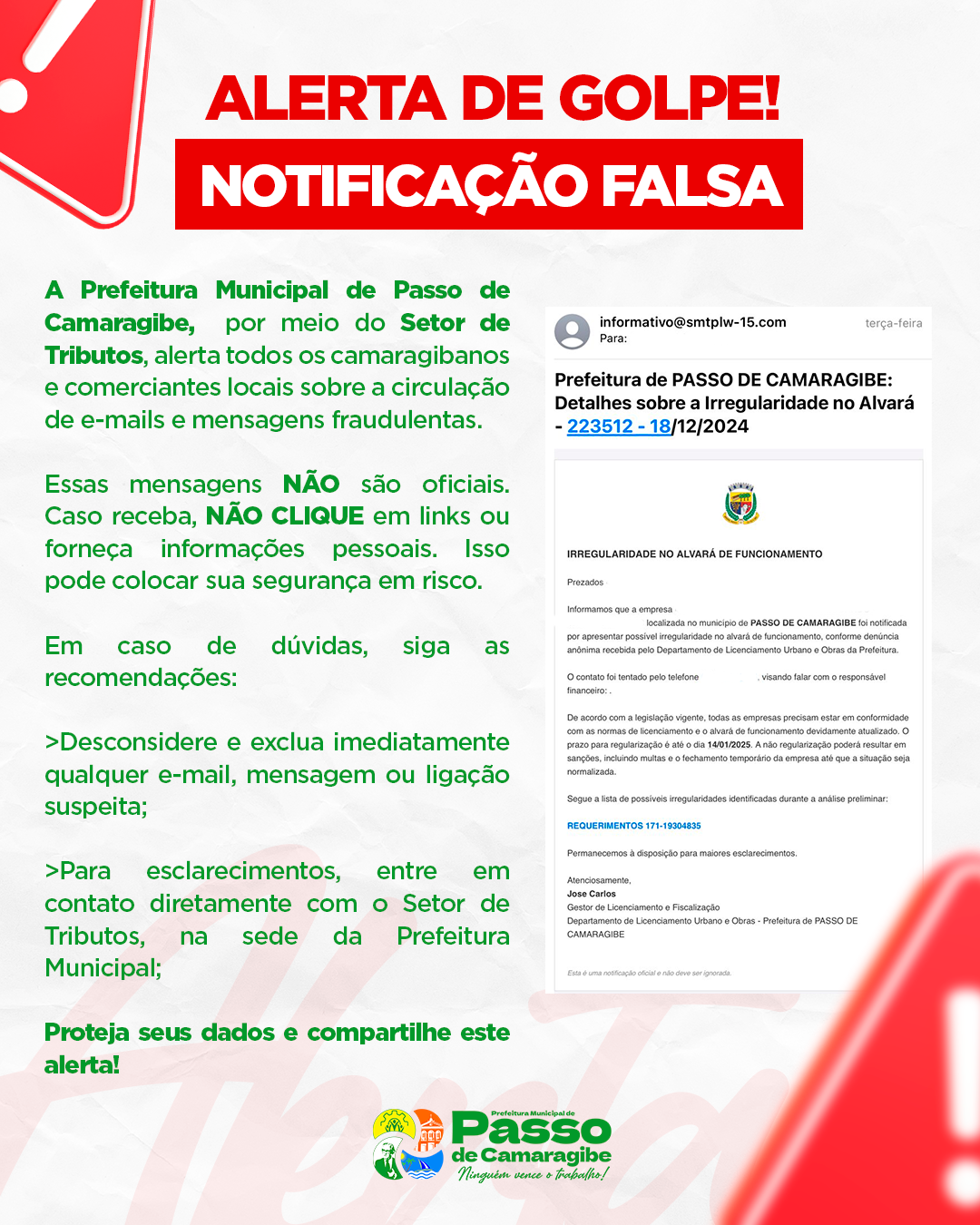 Alerta de golpe setor de tributos