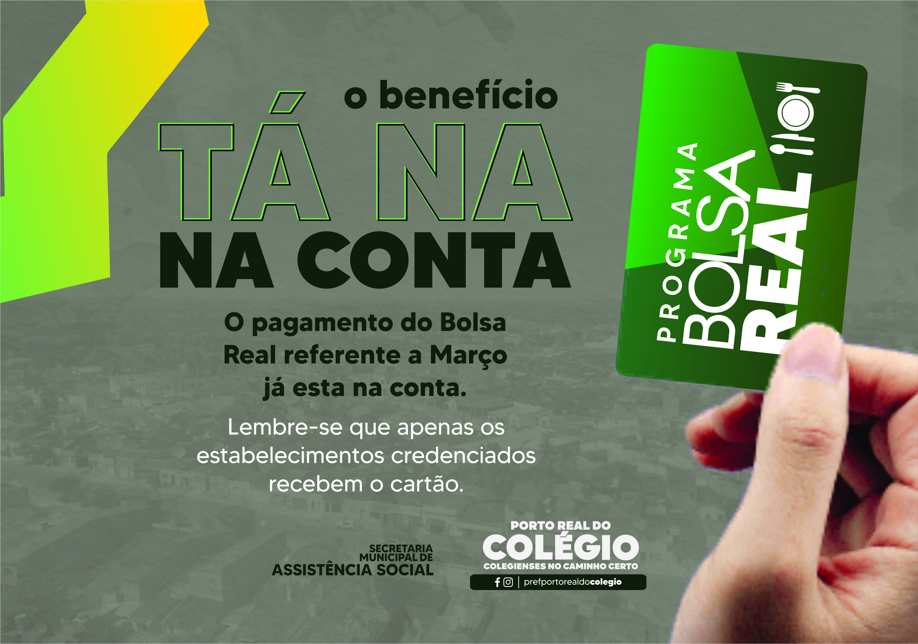 PAGAMENTO DO BOLSA REAL REFERENTE AO MÊS DE MARÇO