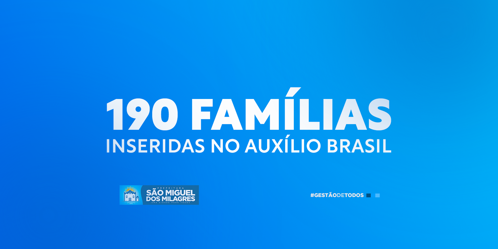 190 famílias inscritas no Auxílio Brasil
