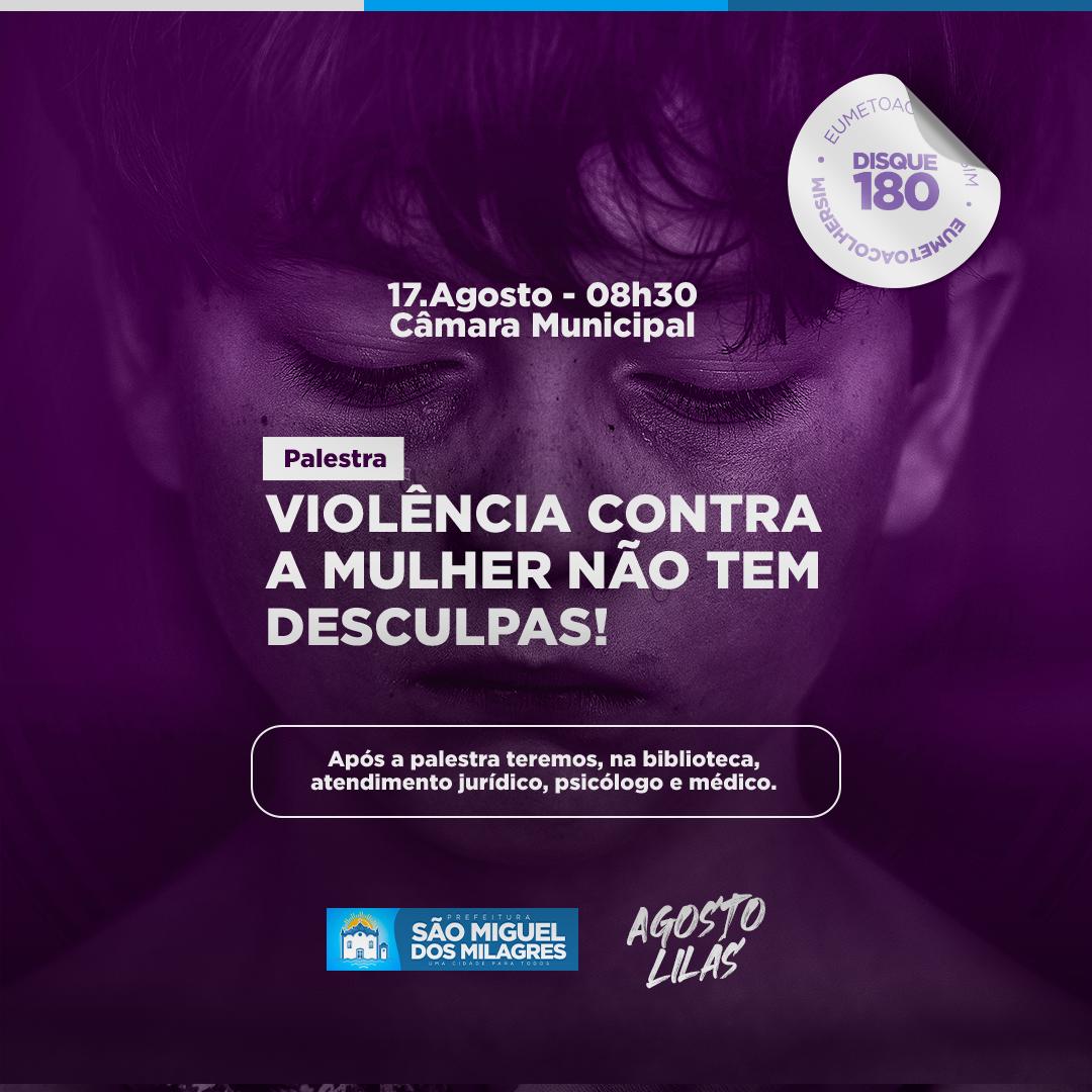 Amanhã, às 08h30, acontecerá a Palestra “Violência contra a mulher não tem desculpas!”