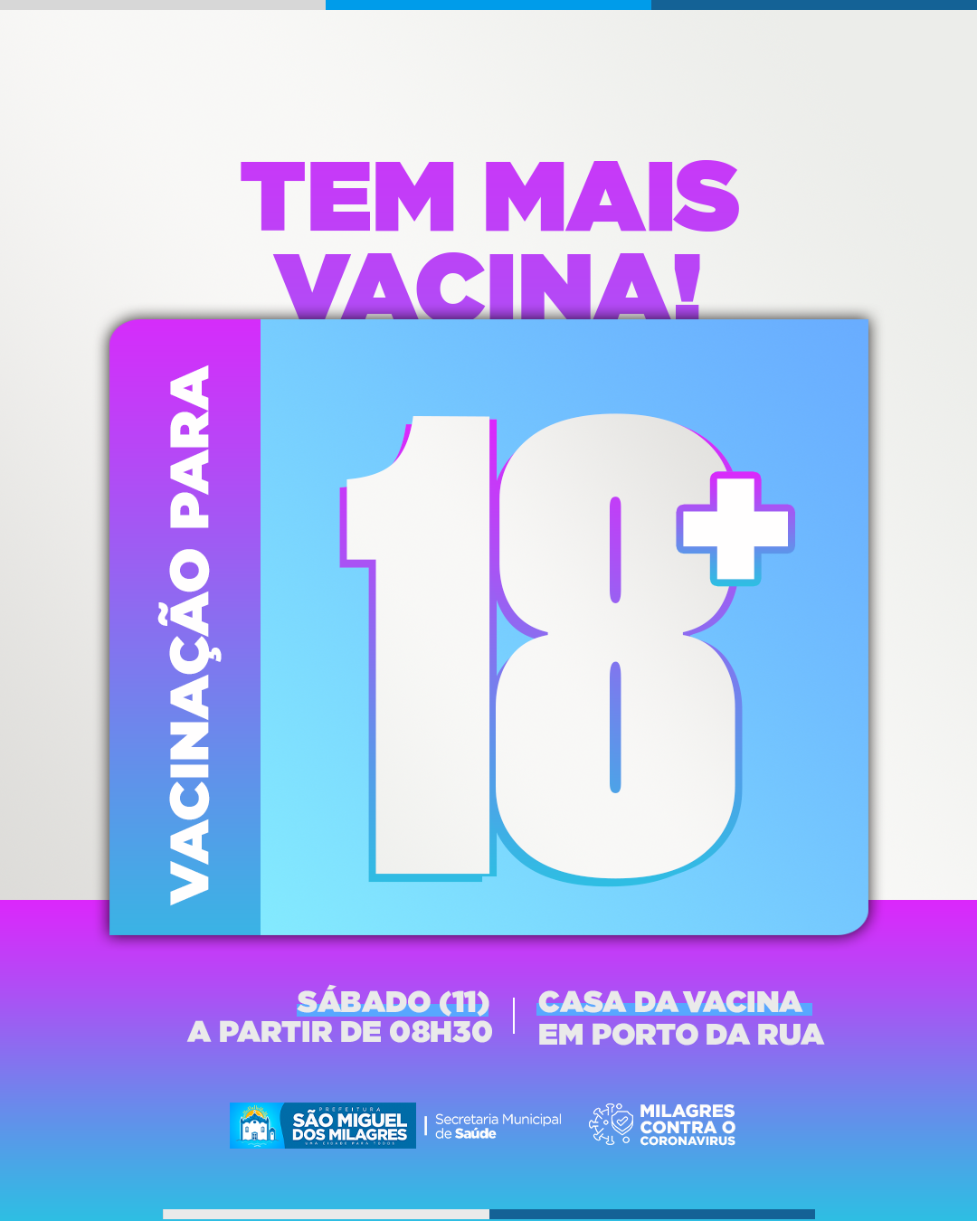 Prefeitura de São Miguel dos Milagres vacinas maiores de 18 anos