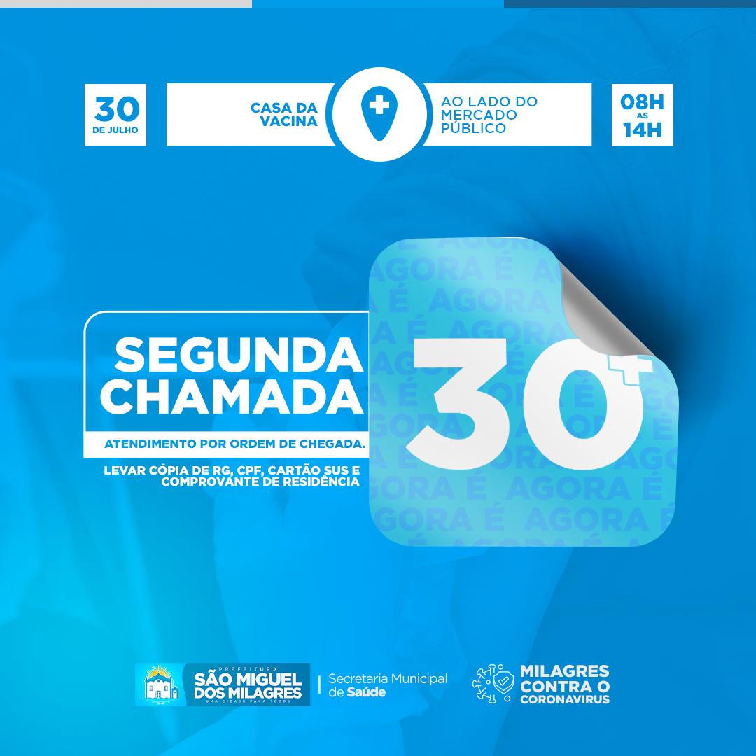 Segunda chamada para quem tem 30 anos ou mais!