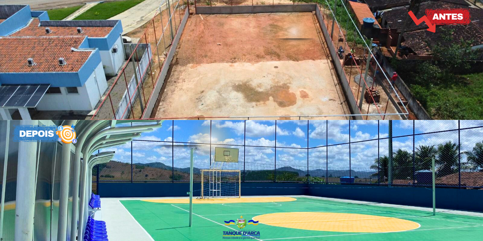 Antes e depois: Vila Aparecida ganha quadra poliesportiva