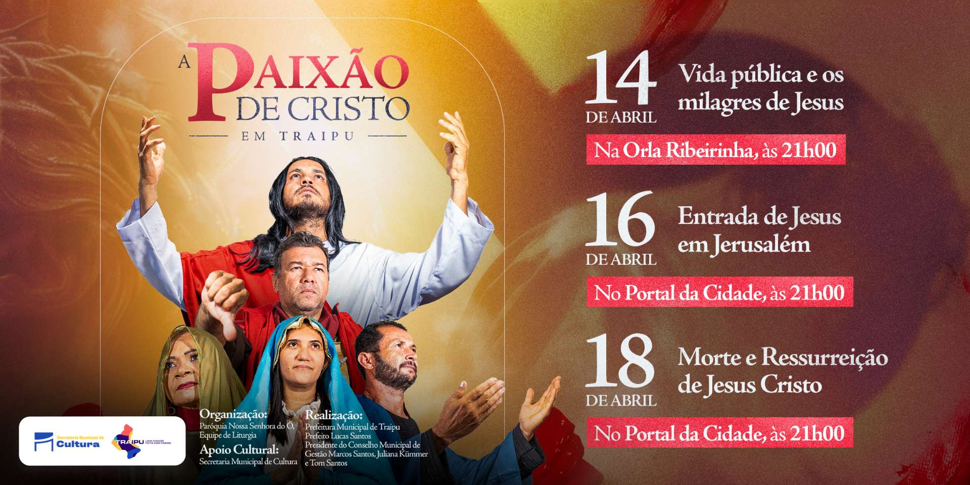 Espetáculo da Paixão de Cristo acontece nos dias 14,16 e 18 de abril em Traipu