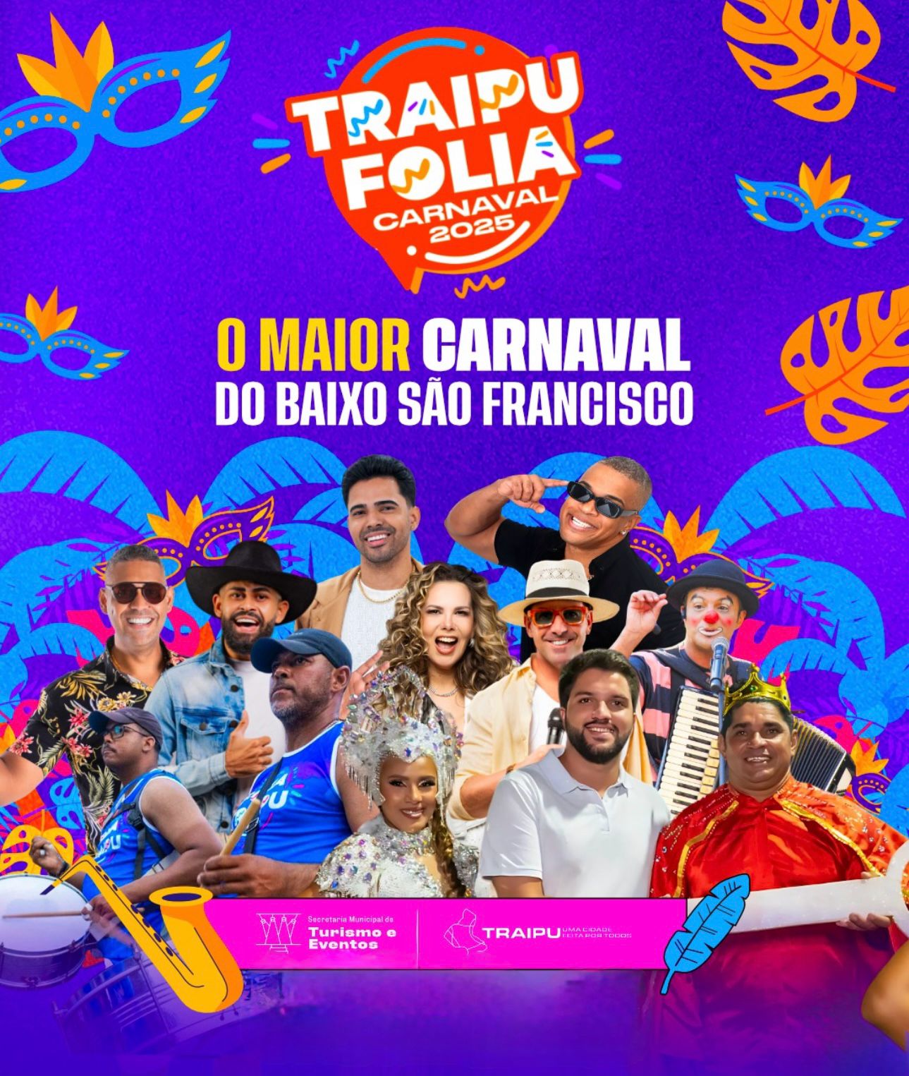 Entrega da chave da cidade ao Rei Momo, abre o Traipu Folia 2025 nesta sexta (28); confira a programação