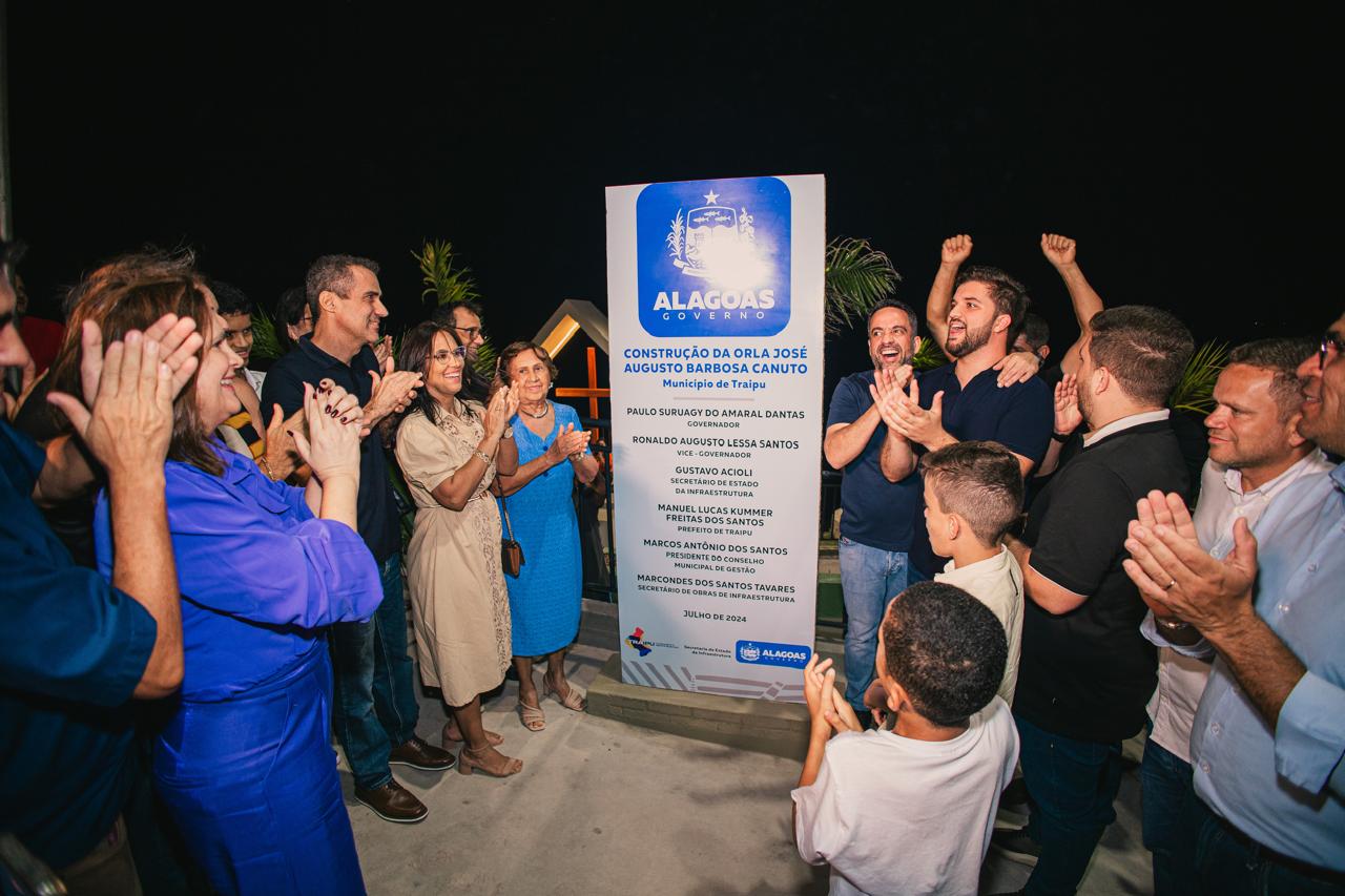 Ao lado do governador Paulo Dantas, prefeito Lucas Santos celebra a entrega da primeira etapa da orla e inaugura praças em Traipu