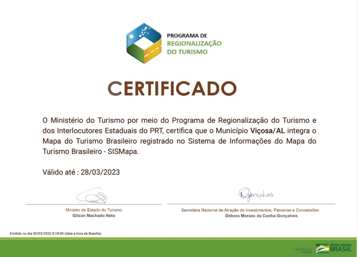 Viçosa garante permanência no Mapa do Turismo Brasileiro 2022